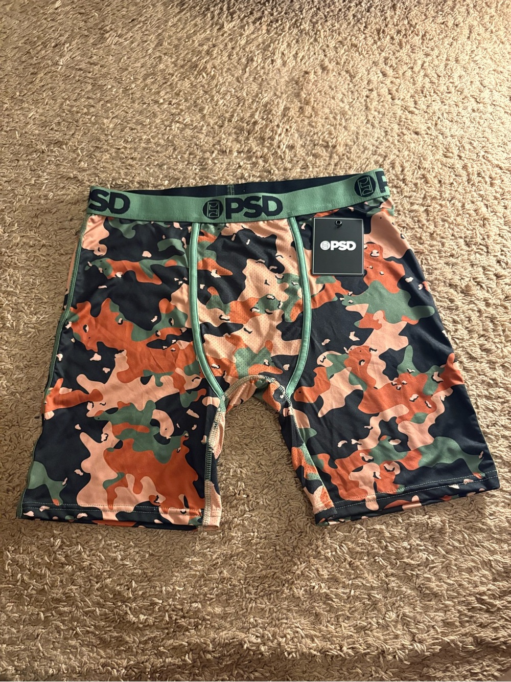PSD Men's Camo Boxer Briefs - Green/Orange/Black